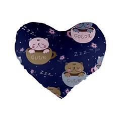 Cute Kittens Sleep Sweetly Mugs Standard 16  Premium Flano Heart Shape Cushions