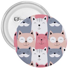 Cute Seamless Pattern With Cats 3  Buttons by Jancukart