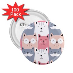 Cute Seamless Pattern With Cats 2 25  Buttons (100 Pack) 