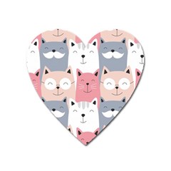 Cute Seamless Pattern With Cats Heart Magnet