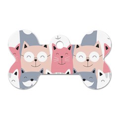 Cute Seamless Pattern With Cats Dog Tag Bone (two Sides)