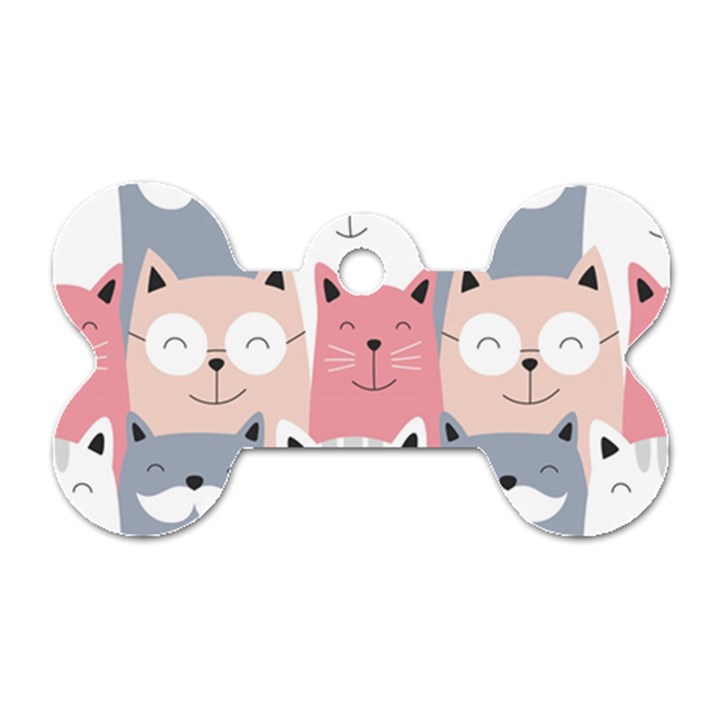 Cute Seamless Pattern With Cats Dog Tag Bone (Two Sides)