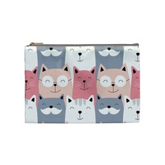 Cute Seamless Pattern With Cats Cosmetic Bag (medium)