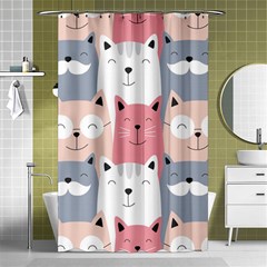 Cute Seamless Pattern With Cats Shower Curtain 48  X 72  (small) 