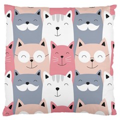 Cute Seamless Pattern With Cats Large Cushion Case (one Side) by Jancukart