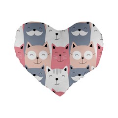 Cute Seamless Pattern With Cats Standard 16  Premium Flano Heart Shape Cushions