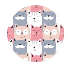 Cute Seamless Pattern With Cats Mini Round Pill Box