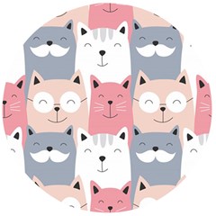 Cute Seamless Pattern With Cats Wooden Bottle Opener (round)