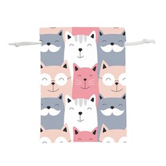 Cute Seamless Pattern With Cats Lightweight Drawstring Pouch (l)