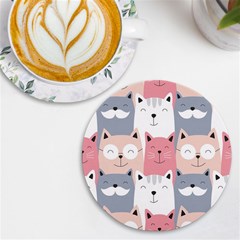 Cute Seamless Pattern With Cats Uv Print Round Tile Coaster