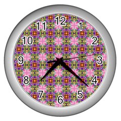 Seamless Psychedelic Pattern Wall Clock (silver)