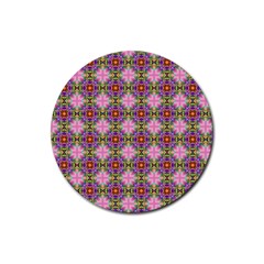 Seamless Psychedelic Pattern Rubber Round Coaster (4 Pack)