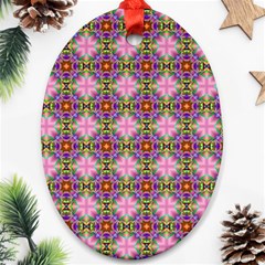 Seamless Psychedelic Pattern Oval Ornament (two Sides)