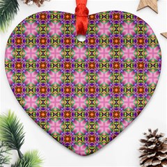 Seamless Psychedelic Pattern Heart Ornament (two Sides) by Jancukart