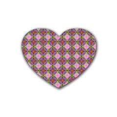 Seamless Psychedelic Pattern Rubber Coaster (heart)