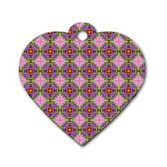 Seamless Psychedelic Pattern Dog Tag Heart (one Side)