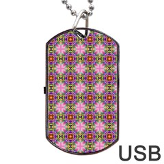 Seamless Psychedelic Pattern Dog Tag Usb Flash (one Side)