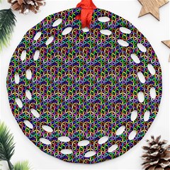 Seamless Prismatic Geometric Pattern With Background Round Filigree Ornament (two Sides)