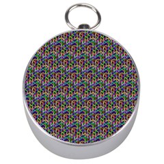 Seamless Prismatic Geometric Pattern With Background Silver Compasses