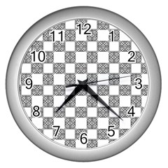 Seamless Tile Derivative Pattern Wall Clock (silver)