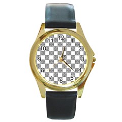 Seamless Tile Derivative Pattern Round Gold Metal Watch