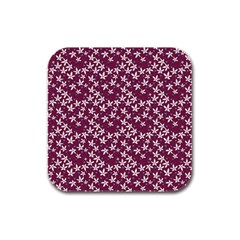 Small Flowers Pattern Rubber Square Coaster (4 Pack)