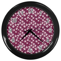 Small Flowers Pattern Wall Clock (black)