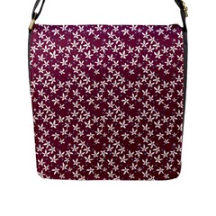 Small Flowers Pattern Flap Closure Messenger Bag (l) by Jancukart