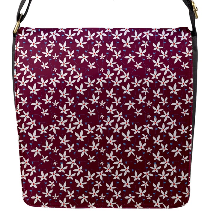 Small Flowers Pattern Flap Closure Messenger Bag (S)