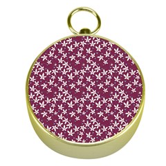 Small Flowers Pattern Gold Compasses by Jancukart