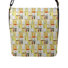 Abstract-pattern Flap Closure Messenger Bag (L)