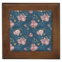 Vintage Flowers Pattern Framed Tile by Jancukart