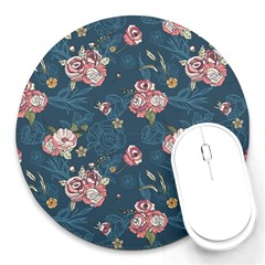 Vintage Flowers Pattern Round Mousepads