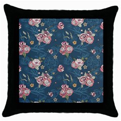 Vintage Flowers Pattern Throw Pillow Case (black)