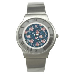 Vintage Flowers Pattern Stainless Steel Watch