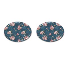 Vintage Flowers Pattern Cufflinks (oval)