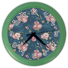 Vintage Flowers Pattern Color Wall Clock