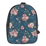 Vintage Flowers Pattern School Bag (XL) Front