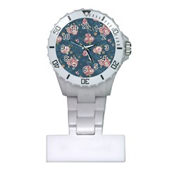 Vintage Flowers Pattern Plastic Nurses Watch