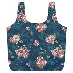 Vintage Flowers Pattern Full Print Recycle Bag (xl)