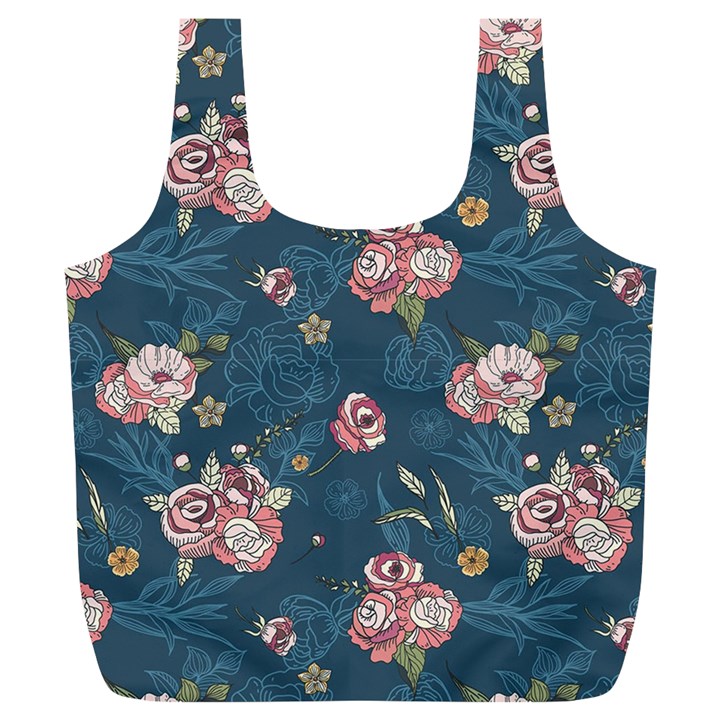 Vintage Flowers Pattern Full Print Recycle Bag (XL)