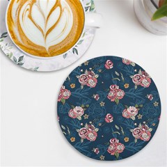 Vintage Flowers Pattern Uv Print Round Tile Coaster by Jancukart