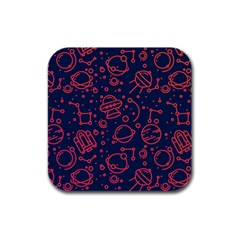 Seamless Space Pattern Rubber Square Coaster (4 Pack)