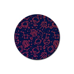 Seamless Space Pattern Rubber Round Coaster (4 Pack)