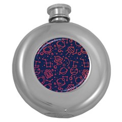 Seamless Space Pattern Round Hip Flask (5 Oz)