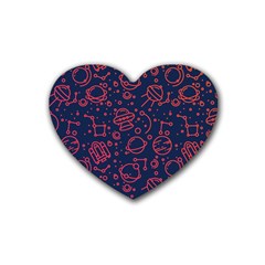 Seamless Space Pattern Rubber Heart Coaster (4 Pack)