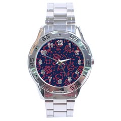 Seamless Space Pattern Stainless Steel Analogue Watch