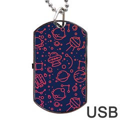 Seamless Space Pattern Dog Tag Usb Flash (one Side)