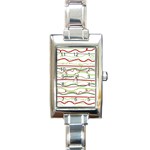 Scribble-pattern Rectangle Italian Charm Watch Front