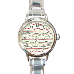 Scribble-pattern Round Italian Charm Watch